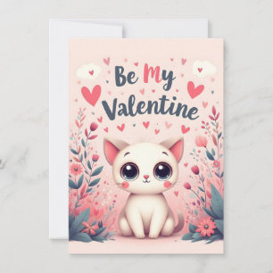 Be My Valentine Cute Cat Illustration