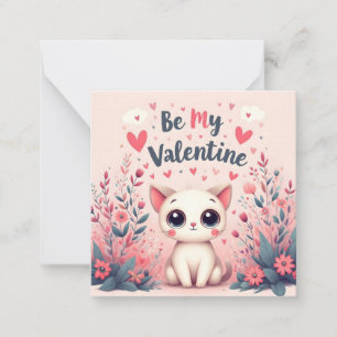 Be My Valentine Cute Cat Illustration Card