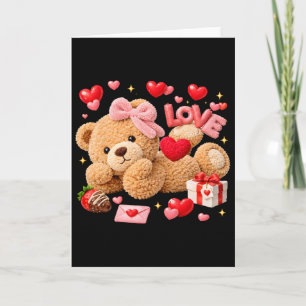 Be My Valentine Cute Crochet Yarn Bear Love _1 Card