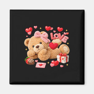 Be My Valentine Cute Crochet Yarn Bear Love _1 Magnet