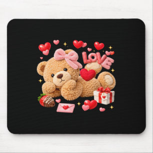 Be My Valentine Cute Crochet Yarn Bear Love _1 Mouse Pad