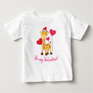 Be my Valentine cute Giraffe with balloons Baby T-Shirt