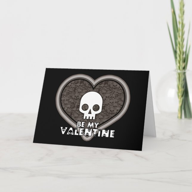 Be My Valentine Cute Punk Skull Greeting Card (Front)
