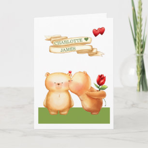 Be My Valentine Cute Teddy Bears Personalised Holiday Card