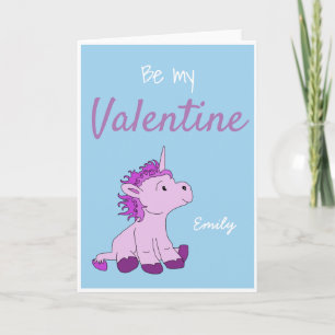Be my Valentine Cute Unicorn Valentine`s Day Holiday Card