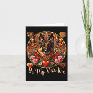 Be My Valentine Dog Flower Red Heart Day- German S Card