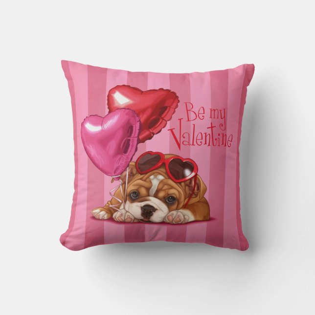 "Be My Valentine" English Bulldog Cushion (Front)