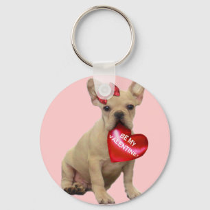 Be My Valentine French bulldog keychain