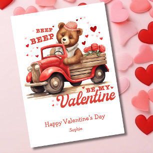 Be my Valentine funny bear retro Valentines Day Holiday Card