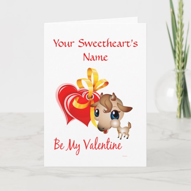 Be My Valentine Goat Card (Front)