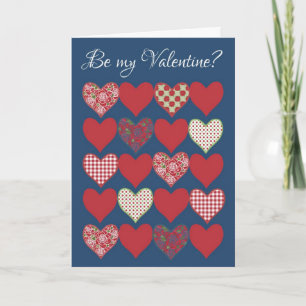 Be my Valentine Greeting Card, Hearts and Roses Holiday Card