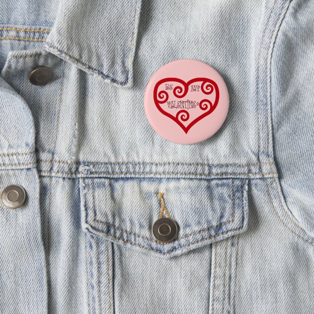 Be My Valentine Heart 6 Cm Round Badge (In Situ)