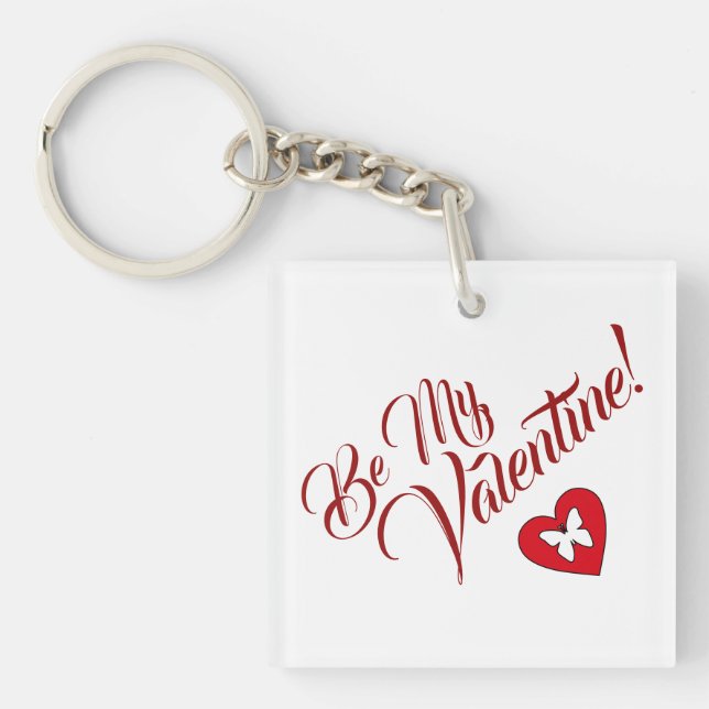 Be My Valentine Heart and Butterfly Key Ring (Front)