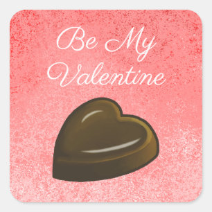Be My Valentine Heart Square Sticker