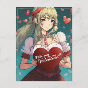 Be My Valentine in Manga Style 33893 Holiday Postcard