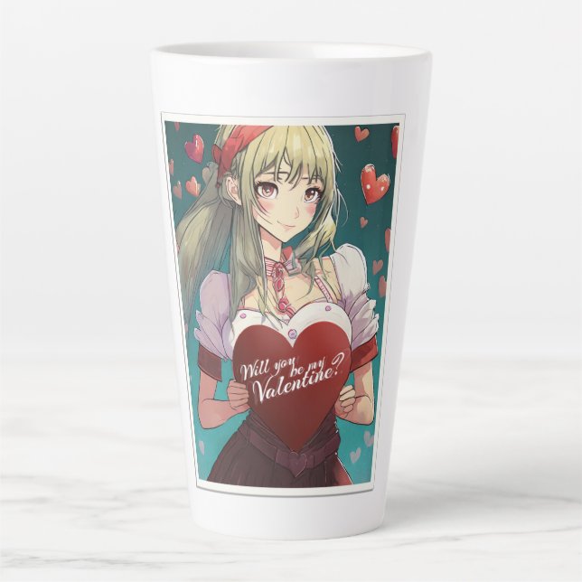 Be My Valentine in Manga Style 33893 Latte Mug (Front)