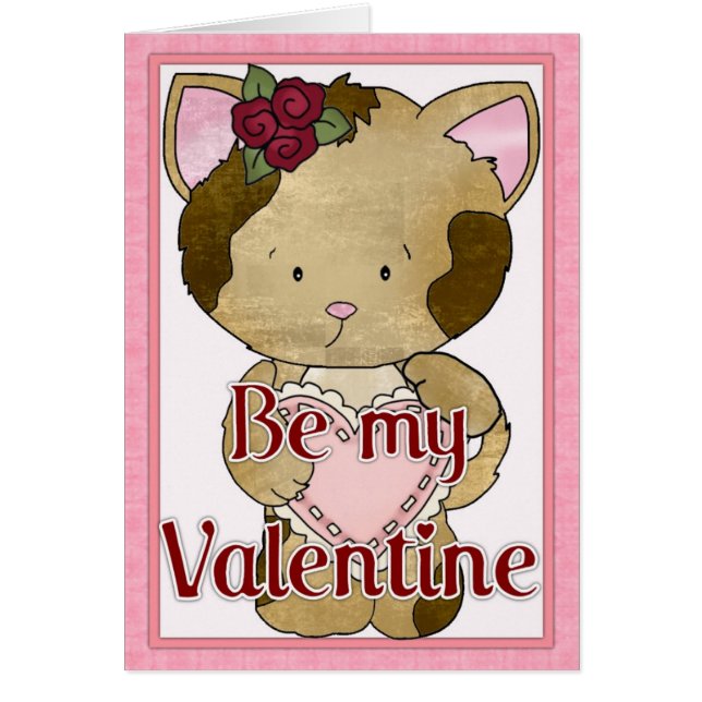 Be My Valentine Kitty Cat Greeting Card d5 (Front)