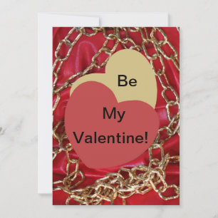 Be My Valentine Love Hearts gold & red valentine Card