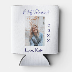 Be my valentine love name purple year photo simple can cooler