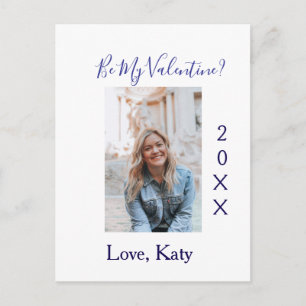 Be my valentine love name purple year photo simple postcard