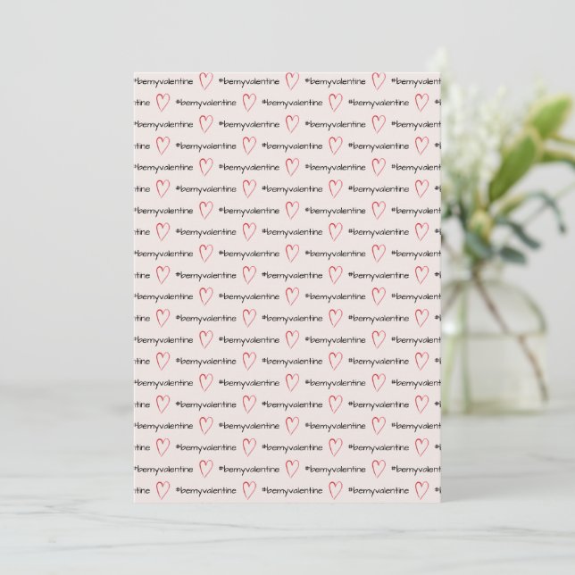 Be My Valentine Minimal Pink Hearts Holiday Card (Standing Front)