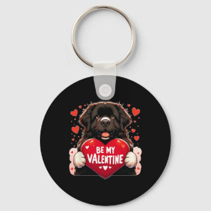 Be My Valentine Newfie Dog Heart Key Ring