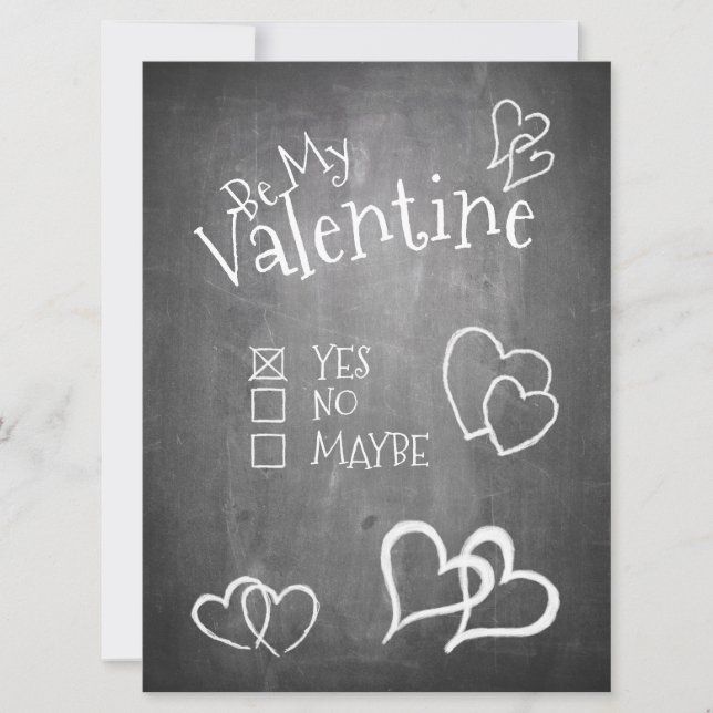 Be my Valentine on a chalk board (Front)