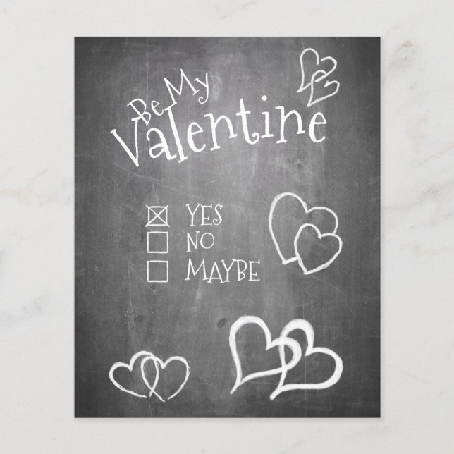 Be my Valentine on a chalk board (Front)