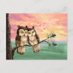 Be my valentine owls holiday postcard