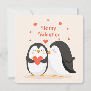 Be My Valentine Penguins Holiday Card