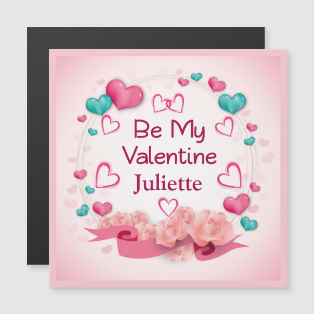 Be My Valentine Personalised Magnetic Card (Front/Back)