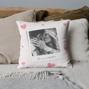 Be My Valentine   personalised Photo   Red heart  Cushion