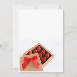 Be my Valentine red bow Strawberries gold box Invitation