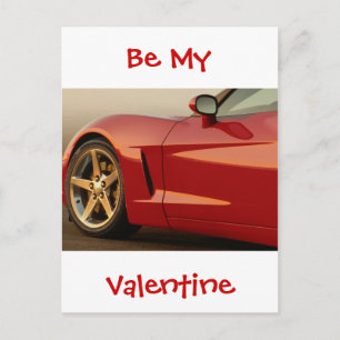 Be My Valentine Red Corvette Holiday Postcard