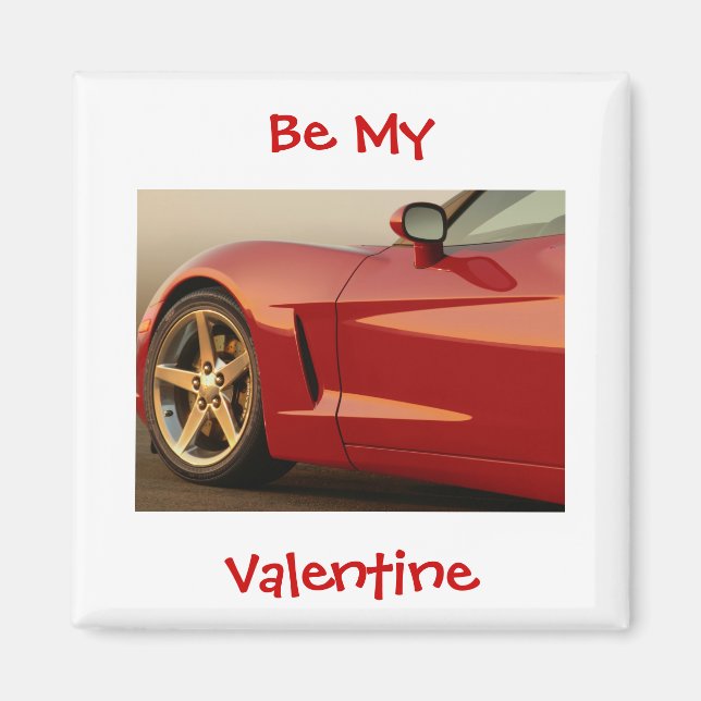 Be My Valentine Red Corvette Magnet (Front)