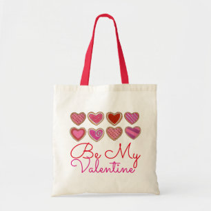 Be My Valentine Red Heart Cookies Valentine's Day Tote Bag