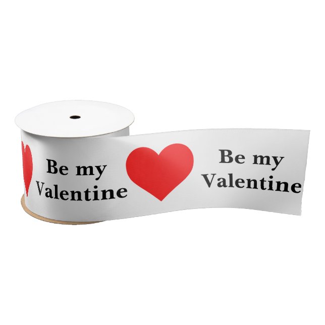 Be My Valentine Red Heart Love Satin Ribbon (Spool)