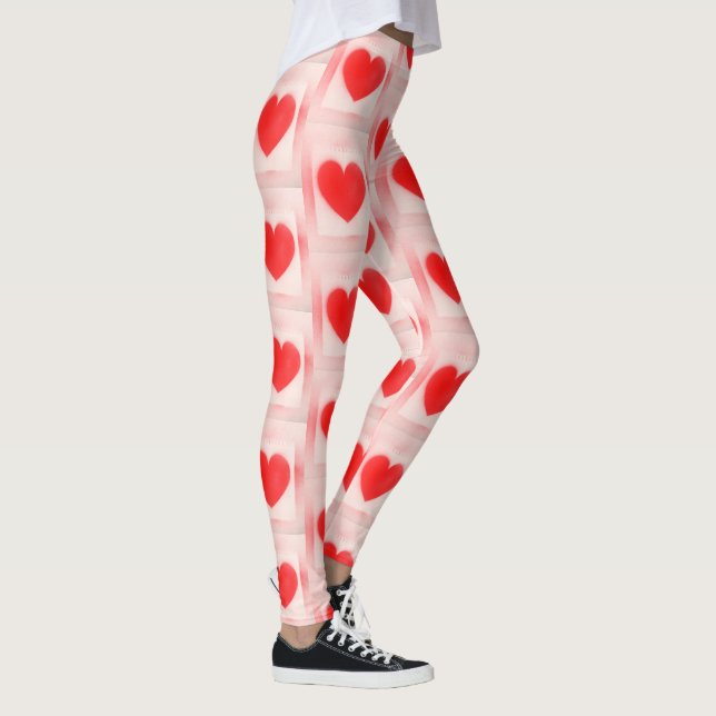 Be my Valentine red heart note Notebook love heart Leggings (Right)