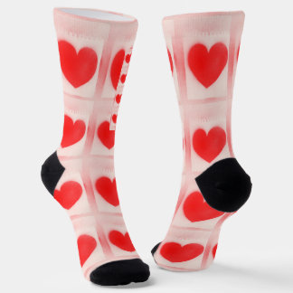 Be my Valentine red heart note Socks