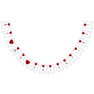 Be My Valentine! Red Hearts Bunting