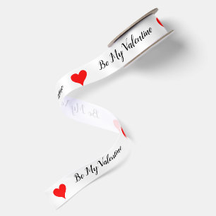 Be My Valentine Red Hearts  Satin Ribbon
