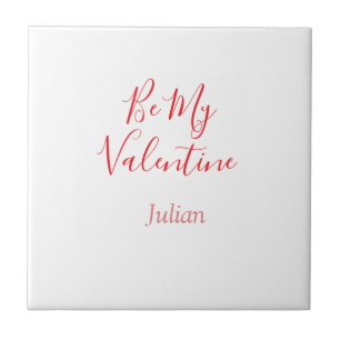 Be my valentine red name elegant love couple ceramic tile