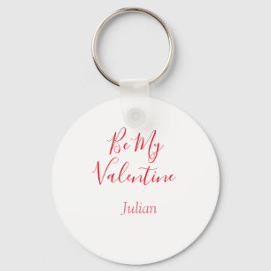 Be my valentine red name elegant love couple key ring