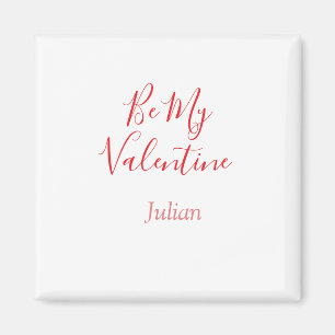Be my valentine red name elegant love couple magnet