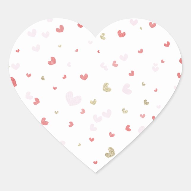 Be My Valentine Red Pink Gold Heart Party Heart Sticker (Front)