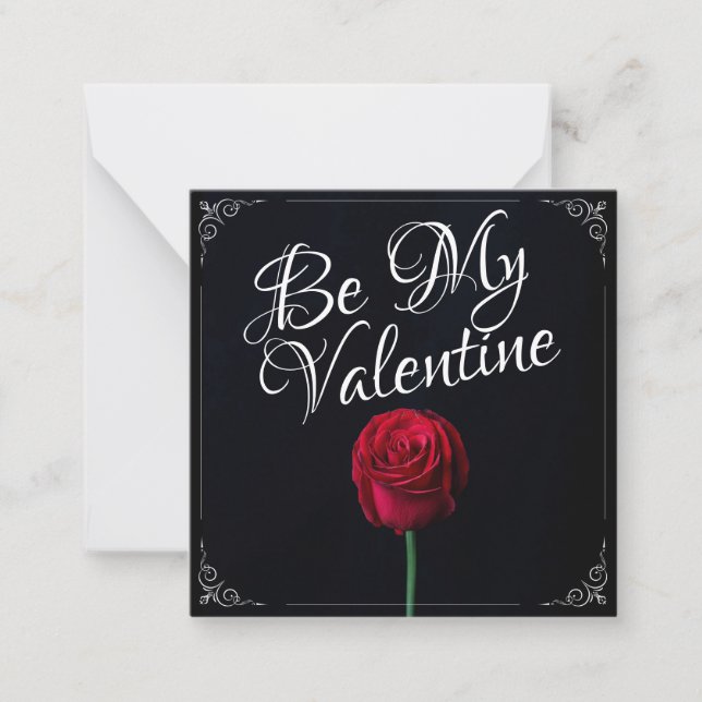Be My Valentine - Red Rose Dark Card (Front)