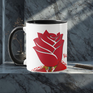 Be My Valentine Red Rose Romantic Floral Custom Mug