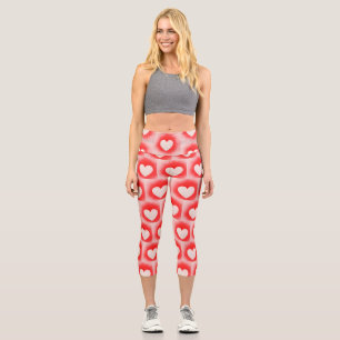 Be my Valentine red white heart note  Capri Leggings