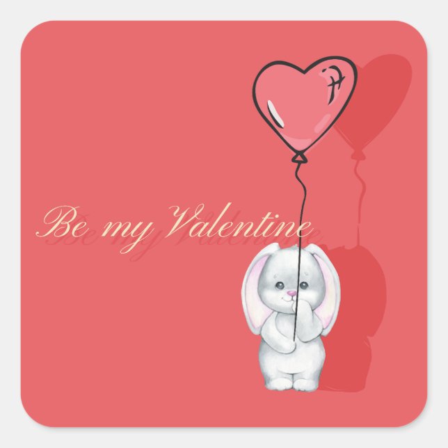Be My Valentine Square Sticker (Front)