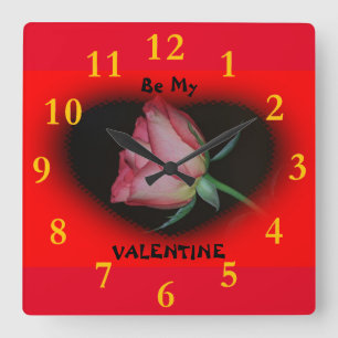 Be My Valentine Square Wall Clock